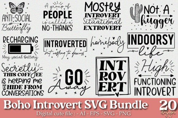 Download Boho Introvert Svg Png Bundle - Introvert svg Collection