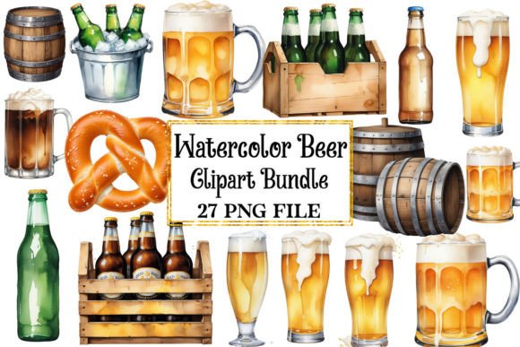 Download Watercolor Beer Clipart Bundle - Beer clipart Collection